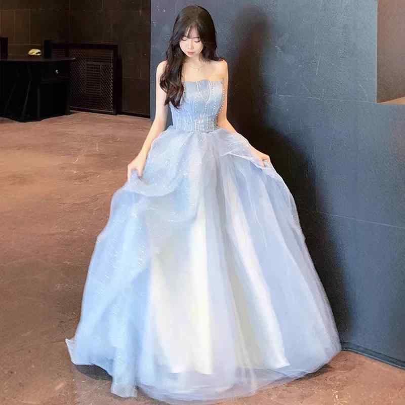 お召しもの レディース 青色 ビスチェ ロング丈 姫御前伝達ルート 仙女 窈窕たる 御前上等感 細押し出し 窈窕たる 婚礼の儀 二次会 寄り合い 告げ知らせる会 掻き鳴らす会 フォーマル ドレス-レディースファッション