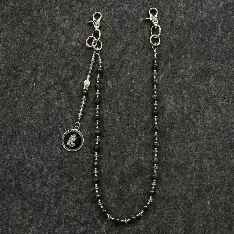 パンツチェーン ユニセックス レトロ ヴィンテージ 欧米 ダーク ゴシック 高級感 ハンドメイド 完全手作り ブラック 煌めくストーン デニム ウエストチェーン