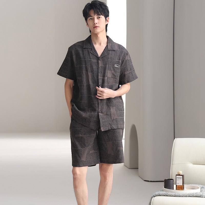 お座敷お召しもの メンズ 半袖 パジャマ 春夏秋 好いたらしい 通気性 前くい違い テーラードカラー 綿100% 途轍も無い大いさ ゆったり お座敷着 ワンマイルウェア 上下仕掛ける 御前上等感 インナー・下着・ナイトウェア-ペアルック-ナイトウェア・ルームウェア