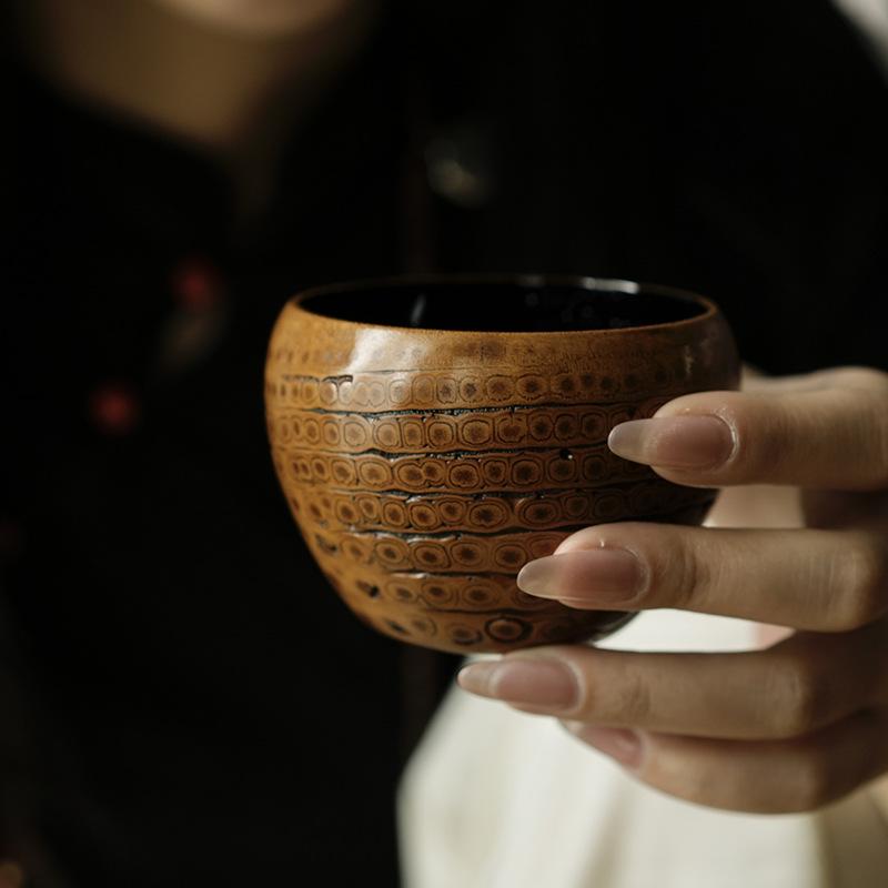湯呑み 天然竹根 漆塗り レトロ 中国風 手作り 手に馴染む 茶器 ハンドメイド 竹製 一人用 お茶碗 マイカップ 上品 和モダン アジアン|セキュアデポ