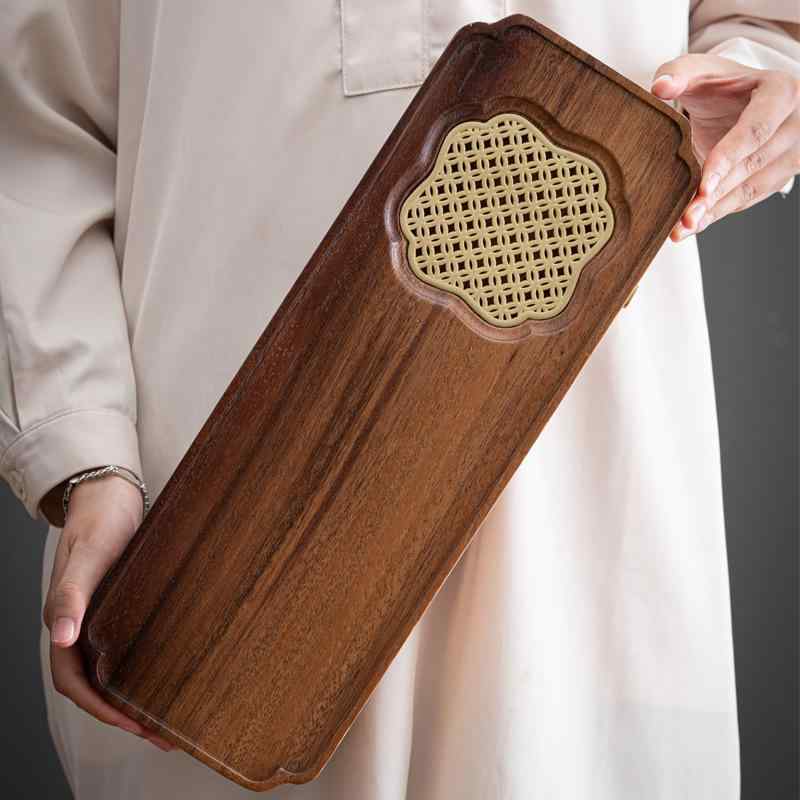 茶盤 排水機能付き ウォールナット 無垢材 家庭用 小型 コンパクト 新中華風 モダン シンプル おしゃれ 高級感 乾泡茶盤 茶台