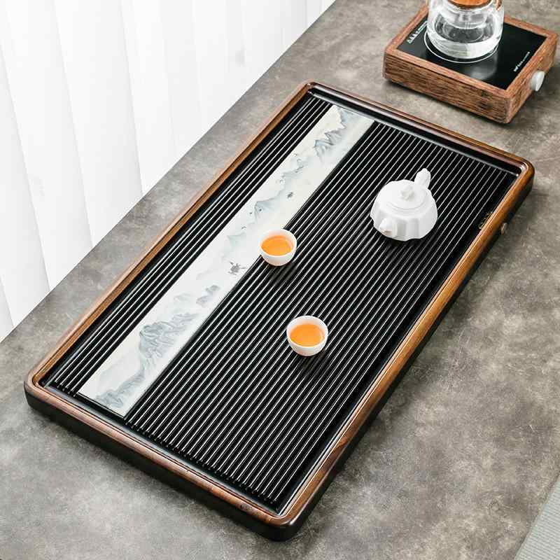 茶盤 電木製 ウォールナット無垢材 シンプルモダン 功夫茶道用 ティーテーブル ティートレイ 家庭用 来客用 お手入れ簡単 耐久性 和風 おしゃれ