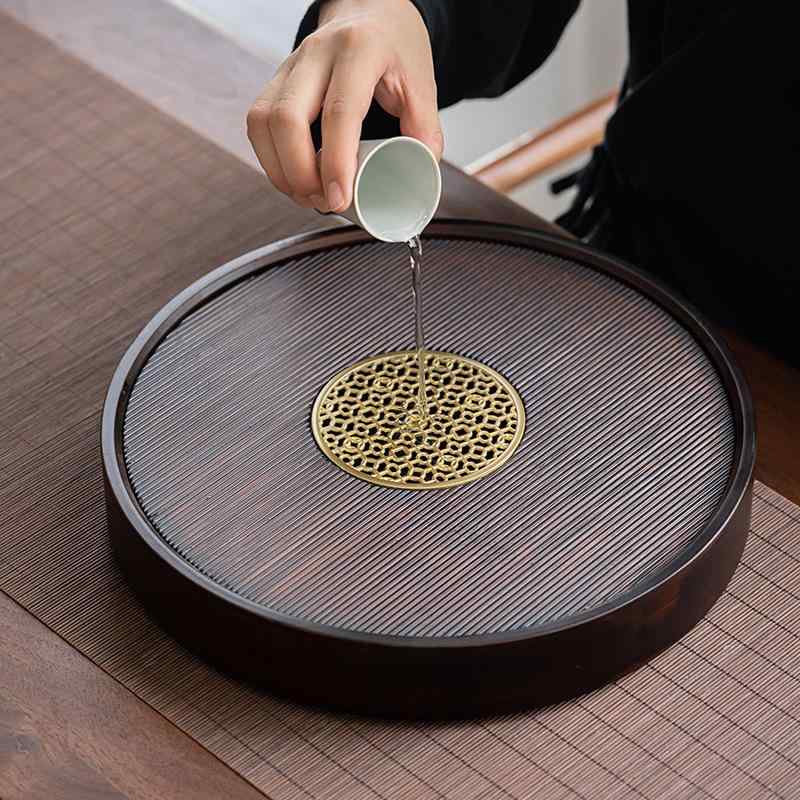 茶盤 貯水式 乾泡式 竹製 ウォール中毒者色 円型 身寄り用 分かりやすい ミニ パウダーコンパクト 茶の葉御盆 普段使い走り 功夫茶用 和風 今めかしい アジアンテイスト