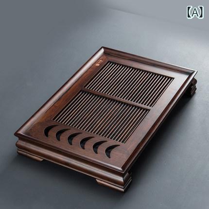 茶盤 ティーポット台 炭化竹製 排水式 長方形 大型 中国風 シンプル 家庭用 リビング 来客用 丈夫 手入れ簡単 功夫茶器 茶台