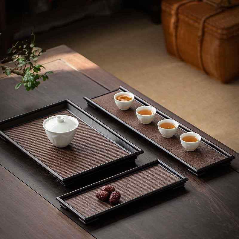 茶盤 乾泡式 水切り 日式 和風 竹製 天然素材 長方形 レトロ モダン 茶托 壺承 壺敷き ティーマット 竹編み 籐編み 上品 アジアンテイスト