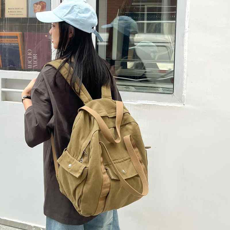 リュックサック ユニセックス 男女兼用 キャンバス ウォッシュ加工 手提げ 2WAY 大容量 ノートPC対応 A4対応 負担軽減ショルダー 学生 通学 通勤 旅行 カジュアル
