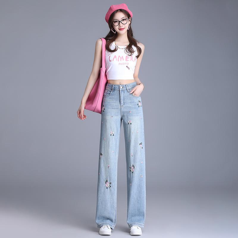 デニムパンツ レディース 脚長効果 着痩せ効果 ハイウエスト スリムフィット 秋冬 シンプル 高級感 着回し カジュアル エレガント ストレッチ コットン ロング丈 ブルー｜セキュアデポ