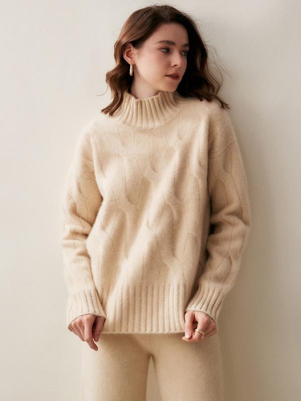 ニット レディース セーター 秋冬 カシミヤ プルオーバー ハイネック ゆったり 保温 暖かい 極厚 厚手 無地 長袖 着回し 通勤用 上品|セキュアデポ