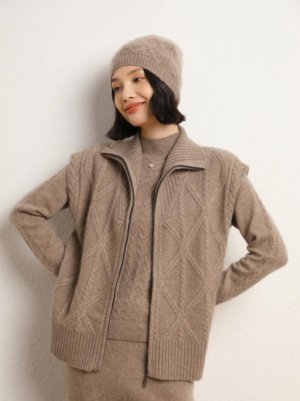 より良い ジレー レディース 秋冬 カシミール交ぜあわせる ハイネック ジップアップ 朦々たる ゆったり 体型押しかぶせる 重ね着 無償性大きさ 心地よい表現スタイル