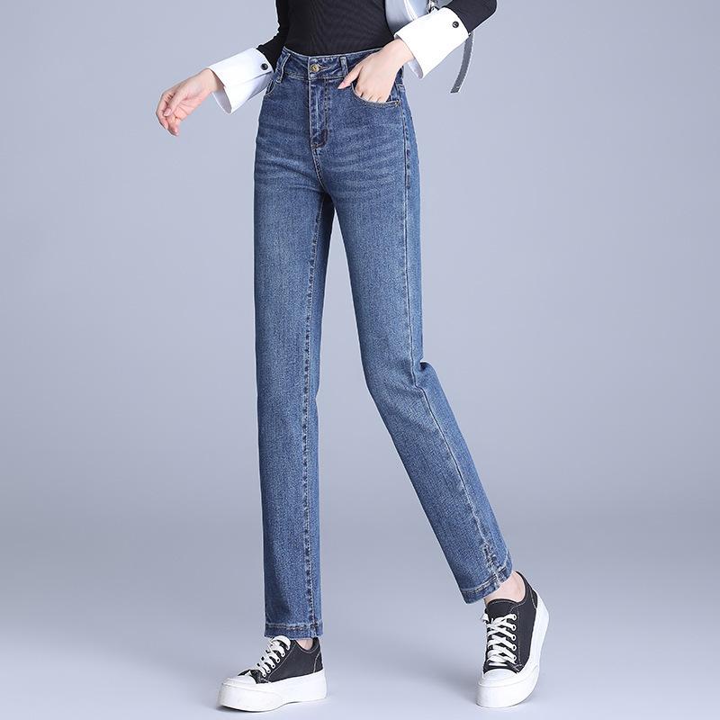 デニムパンツ レディース ハイウエスト 着痩せ 細見え スリム テーパード ストレート ジーンズ 着回し抜群 おしゃれ スタイリッシュ 微ストレッチ 通勤 オフィス カジュアル 秋冬|セキュアデポ