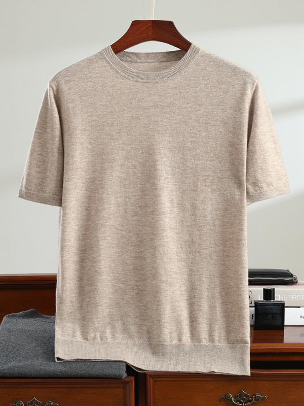 半袖ニット メンズ 16ゲージ 精紡カシミヤ ゆったり 着回し 快適 肌触り良い しわになりにくい 無地 インナーカットソー カジュアル 韓国風|セキュアデポ