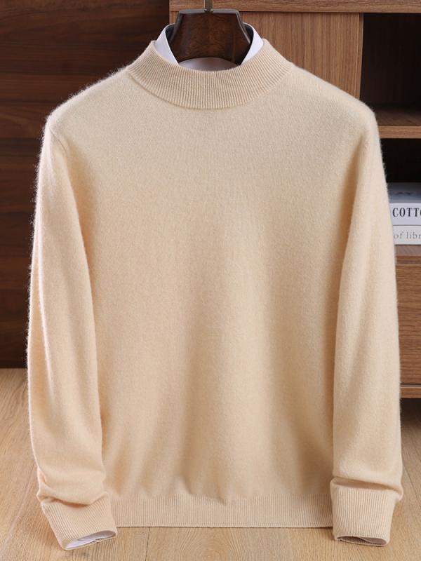 カシミヤニット メンズ モックネック 長袖 保温 暖かい ゆったり 体型カバー インナー 重ね着 ビジネス カジュアル 通勤 オフィス シンプル 厚手 秋冬 韓国ファッション|セキュアデポ