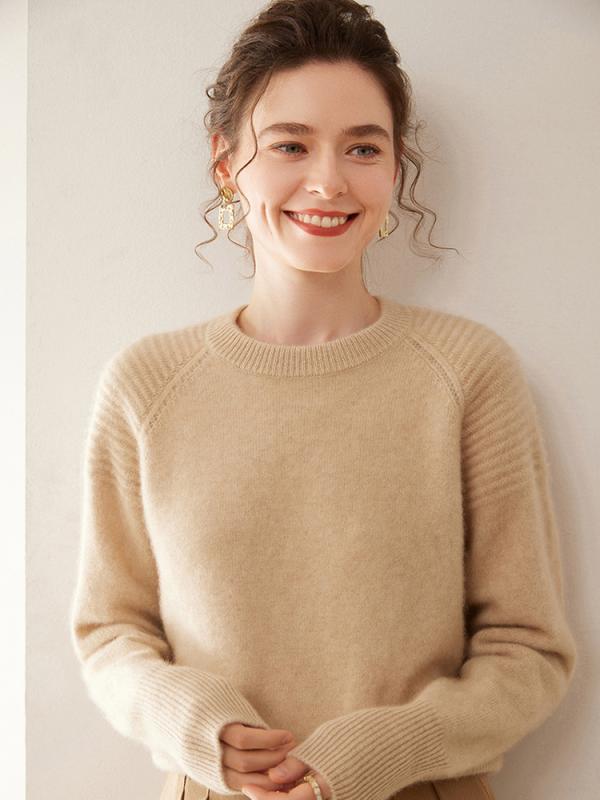 セーター レディース カシミヤ ニット 長袖 ラウンドネック ゆったり オーバーサイズ 厚手 リラックススタイル 大人カジュアル きれいめ 上品 通勤 デイリーユース 秋冬｜セキュアデポ