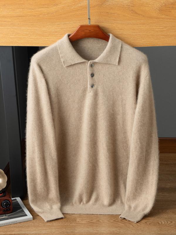 カシミヤセーター メンズ ゆったり 無地 ポロ襟 長袖 プルオーバー カシミヤ95%以上 高級感 ビジネス カジュアル 秋冬 大きいサイズ ビッグサイズ ニット｜セキュアデポ