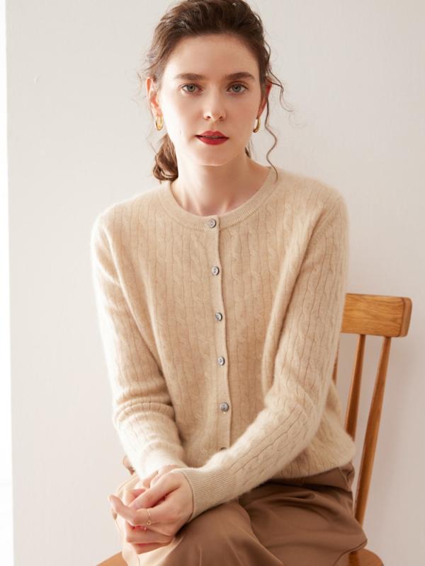 ニットカーディガン レディース 秋冬 カシミヤ 長袖 ゆったり 快適 着回し 肌に優しい 上品 厚手 クルーネック アウター 通勤 オフィス カジュアル｜セキュアデポ