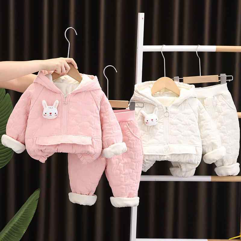 セットアップ 女児ベビー 秋冬 中綿ジャケット パンツ上下セット 保温 裏起毛 厚手 フード付き コットン カジュアル かわいい おしゃれ