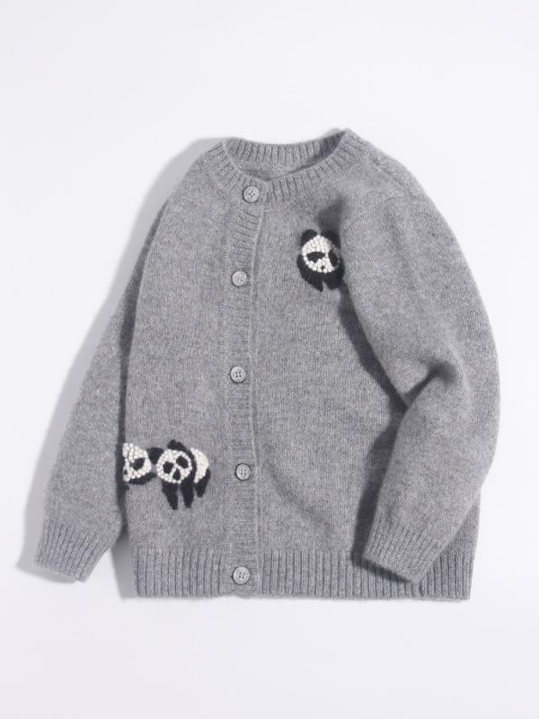 カーディガン キッズ ベビー 男の子 女の子 100% カシミヤ クルーネック キャラクター 厚手 柔らかい 保温 防寒 秋冬 カジュアル シングルボタン ニットジャケット 子供服｜セキュアデポ