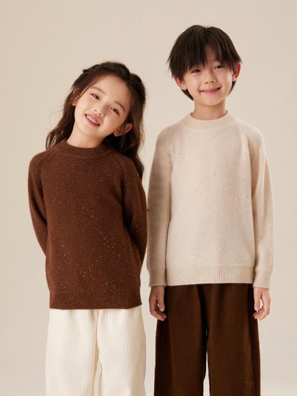 編み物 キッズ 男女兼用 カシミール スウェーター 朦々たる あったか 膚ざわり坦坦たる ラグラン捩り 丸首 ティーシャツ 分かりやすい 高品質 はだ着 トップス 秋冬