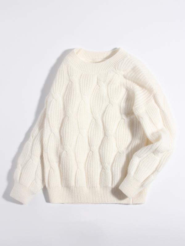 ニット キッズ 女の子 ジュニア 100% カシミヤ セーター 厚手 暖かい ゆったり ケーブル編み アラン模様 長袖 プルオーバー クルーネック 丸首 柔らか 肌触り 無地 カジュアル おしゃれ 秋冬|セキュアデポ