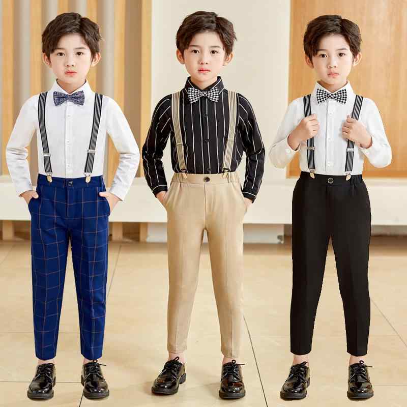 礼服 男の子 フォーマルウェア スーツ ジャケット 長袖 シャツ ワイシャツ ロングパンツ サスペンダー 蝶ネクタイ 英倫スタイル 4点セット 誕生日 リングボーイ フラワーボーイ 春秋 4,538円