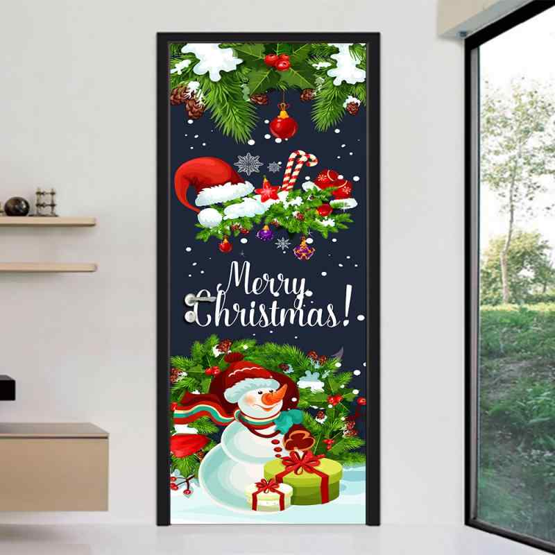 ウォールステッカー クリスマス 雪だるま スノーマン ドア 壁用 デコレーション 飾り付け リビング 寝室 廊下 玄関 部屋 貼るだけ簡単 剥がせる PVC製 防汚 防カビ おしゃれ かわいい 模様替え