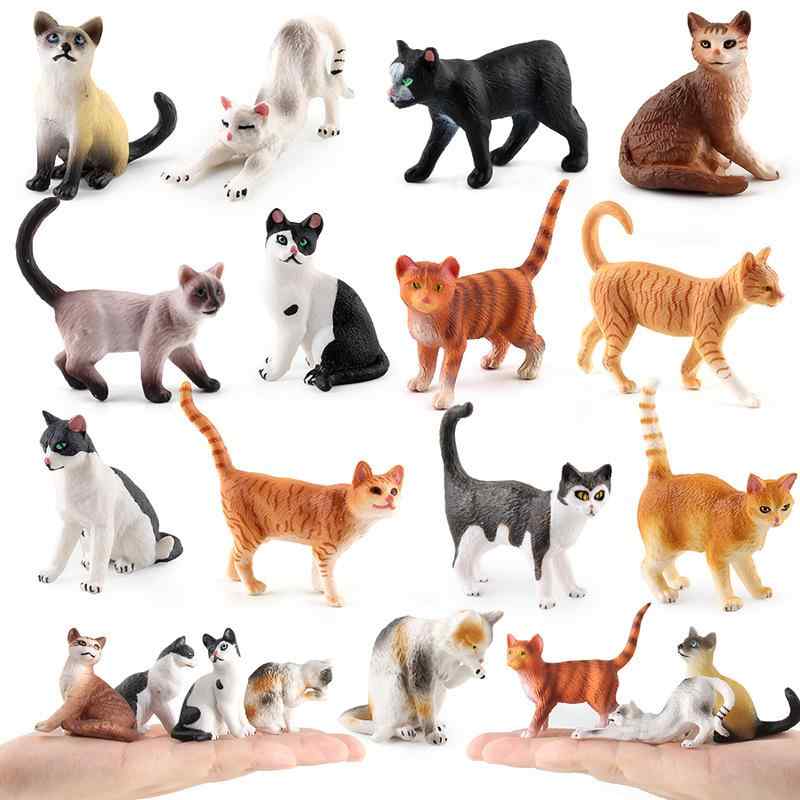 動物フィギュア 子供用 リアルな猫 18種類セット 中実 黒白の子猫 プラスチック製 ミニチュア 模型 置物 精巧な動物コレクション おもちゃ 飾り