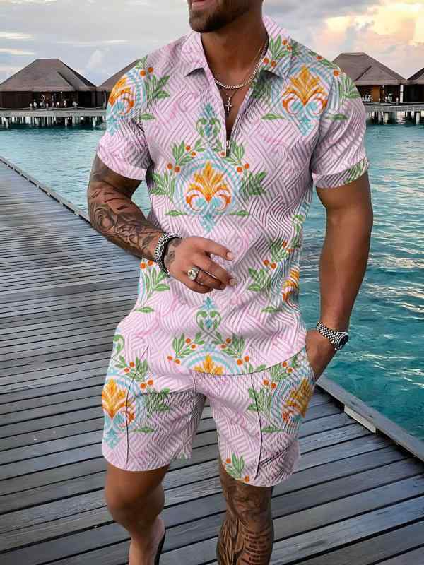 セットアップ メンズ 夏用 半袖 ポロシャツ ショートパンツ ゆったり カジュアル 大きいサイズ トレンド ポリエステル素材 ブリットスタイル 部屋着 普段着 リラックスウェア
