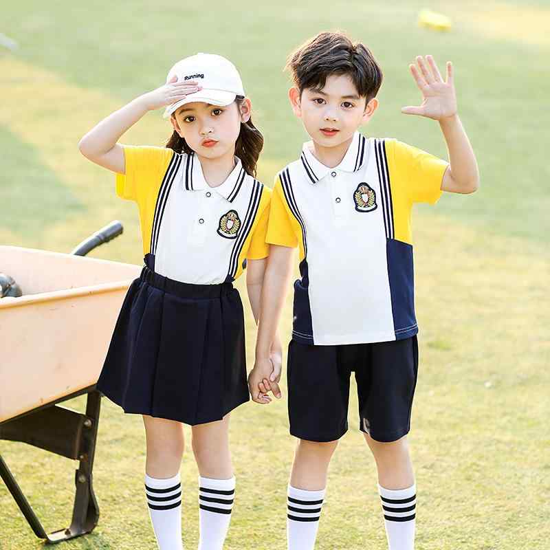 制服 キッズ 男の子 女の子 男女兼用 幼稚園 小学生 夏服 セットアップ イギリス風 学院風 卒業記念 クラス服 通園 通学 綿素材 ソフトタッチ