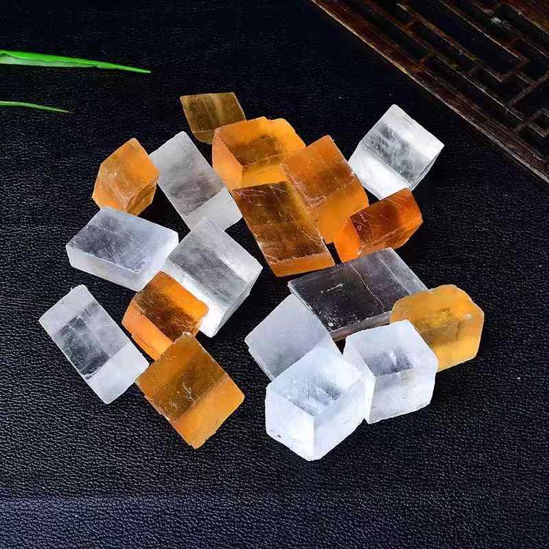 天然石 黄色 イエロー 原石 約3-5cm アイスランド方解石 水晶 鉱物 パワーストーン 置き物 インテリア ヒーリングストーン コレクション 標本 浄化 飾り