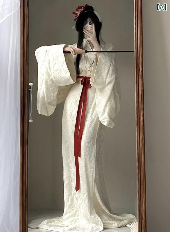 漢服 レディース お上さん用 大時代 レトロ 立ち直らす青写真 大袖 ビッグ捩り 白いこと 白 スピード競技 ポリエステル 年月 戦国袍 直裾襦裙 コスプレ 一こまお召しもの でき事 晋制