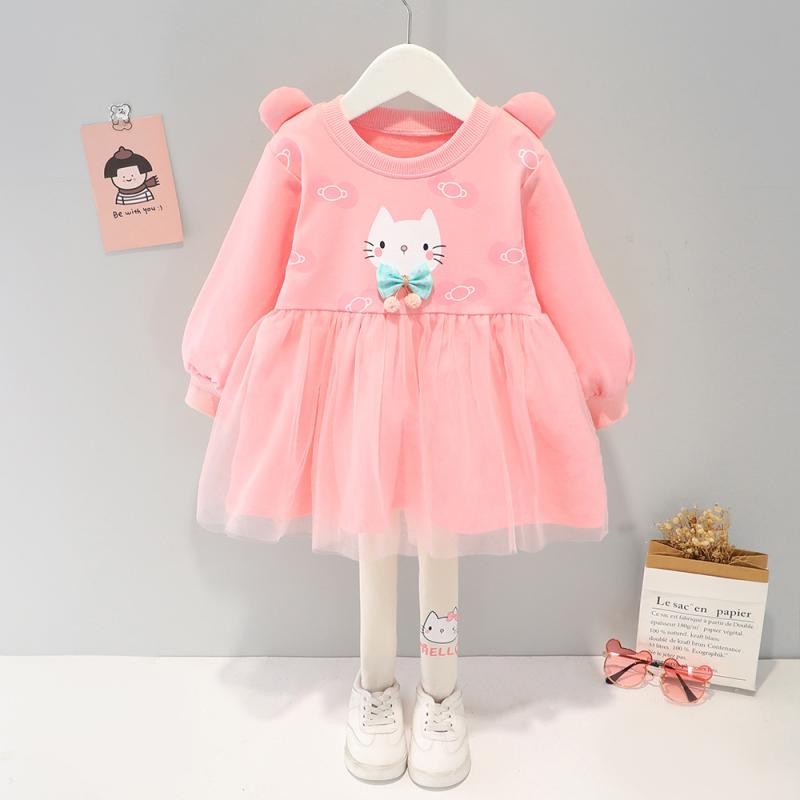 ワンピース 女の子 ベビー キッズ プリンセス アニメ かわいい チュール 長袖 韓国風 2点セット 春秋 綿 コットン プルオーバー Aクラス