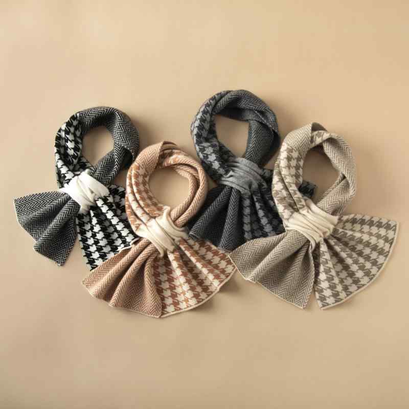 マフラー レディース 千鳥格子 100%カシミヤ ショート丈 差し込み式 ニット 防寒 保温 冬用 上品な肌触り 首元を暖かく オフィスカジュアル 通勤 ベーシック｜セキュアデポ 7,846円