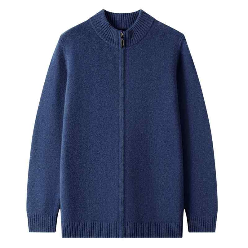 カシミヤ ニット カーディガン メンズ 秋冬 厚手 高級感 上品 ウール混 ジップアップ スタンドカラー 長袖 無地 大人カジュアル ビジネス 通勤 羽織り アウター｜セキュアデポ