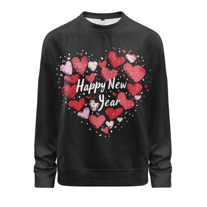 Tシャツ 男女兼用 ユニセックス メンズ レディース 長袖 クルーネック ハート柄プリント ゆったり ルーズフィット ポリエステル 大人 通勤 通学 カジュアル オールシーズン