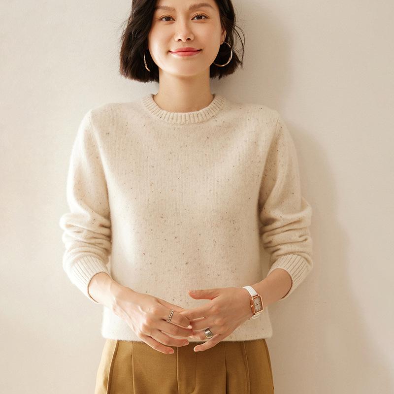 セーター レディース 秋冬 厚手 カシミヤ混 保温 カラーネップ クルーネック ゆったり オーバーサイズ とろけるような肌触り 長袖 プルオーバー アイロン不要 大人カジュアル ルームウェア 8,047円