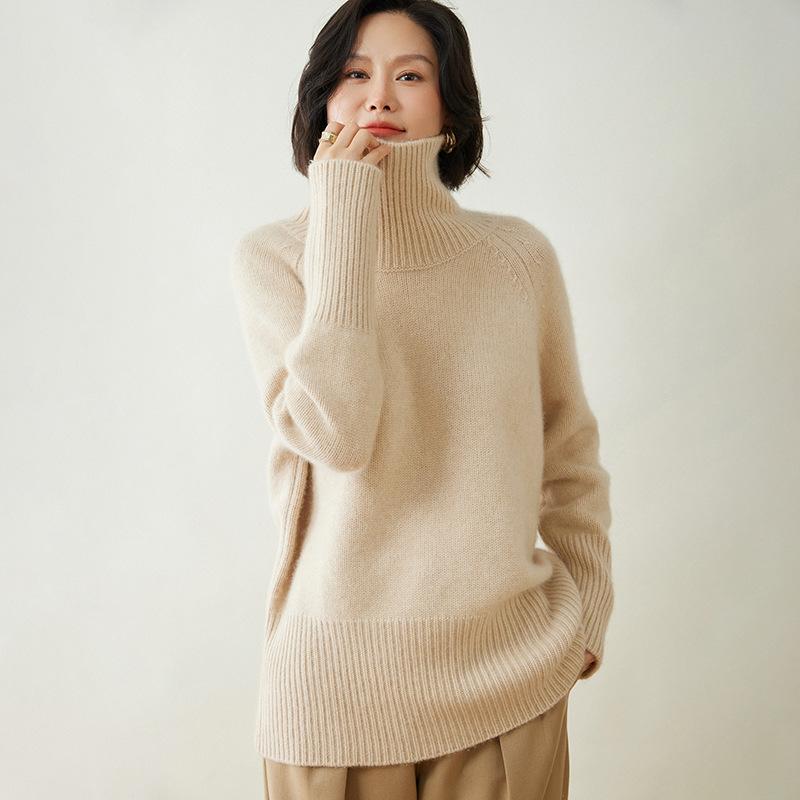 ニット レディース ラグランスリーブ ゆったり リラックス 厚手 カシミヤ混 タートルネック プルオーバー 暖かい 大人カジュアル ショート丈 秋冬｜セキュアデポ