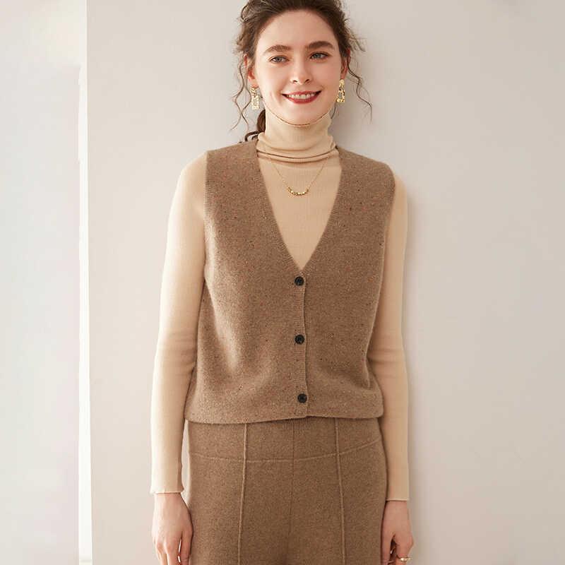 ニットベスト レディース カシミヤ混 ショート丈 Vネック シングルボタン 秋冬 アウター ノースリーブ 重ね着 通勤 きれいめ ジレ 羽織り トップス｜セキュアデポ