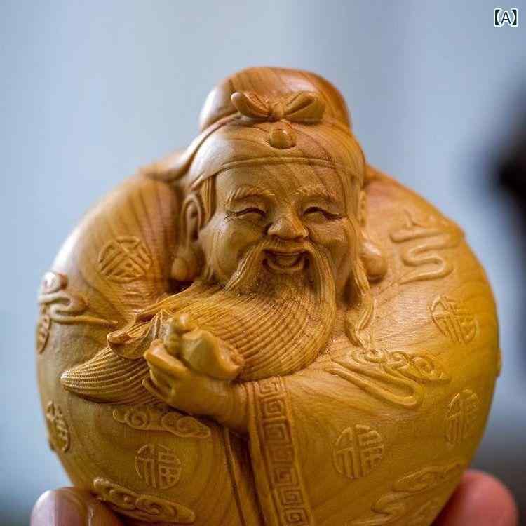 置物 南米黄金檀 木彫り 財神様 金運招来 開運グッズ インテリア オブジェ リビング 玄関 卓上飾り 縁起物 工芸品 手のひらサイズ