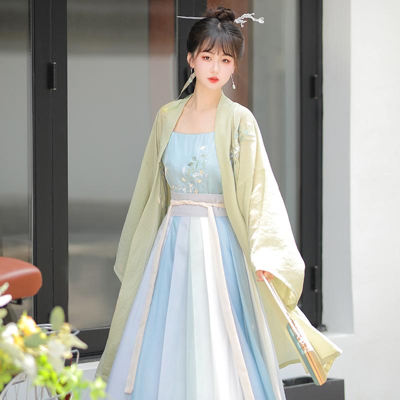 漢服 セットアップ レディース 女性用 宋代風 中国伝統衣装 漢要素アレンジ 長丈 ・槿子 ベイズ 対襟 刺繍 斉腰襦裙 チーヤオルーチュン シルク 絹 古風 禅意 癒し 清楚｜セキュアデポ 6,730円