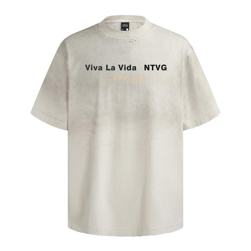 Tシャツ メンズ 春夏 アメリカンレトロ ウォッシュ加工 ヴィンテージ加工 ダメージ加工 ハイストリート ヒップホップ ゆったり クルーネック 半袖 綿 通気性