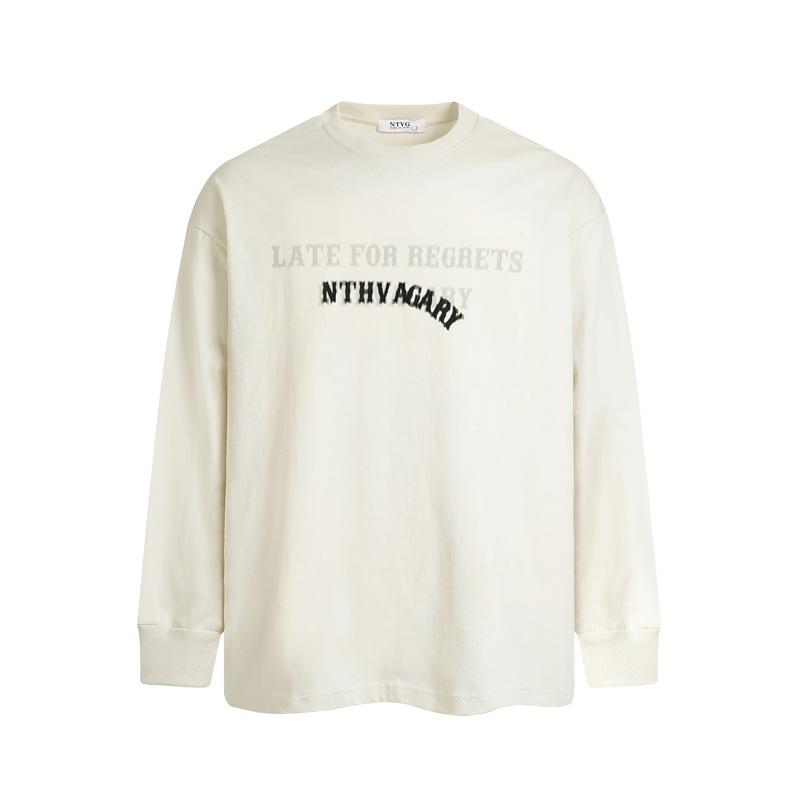 Tシャツ メンズ 長袖 ゆったり ルーズフィット シンプル レタープリント ロゴプリント アメリカン カジュアル トップス クルーネック 丸首 通気性 春夏 カットソー