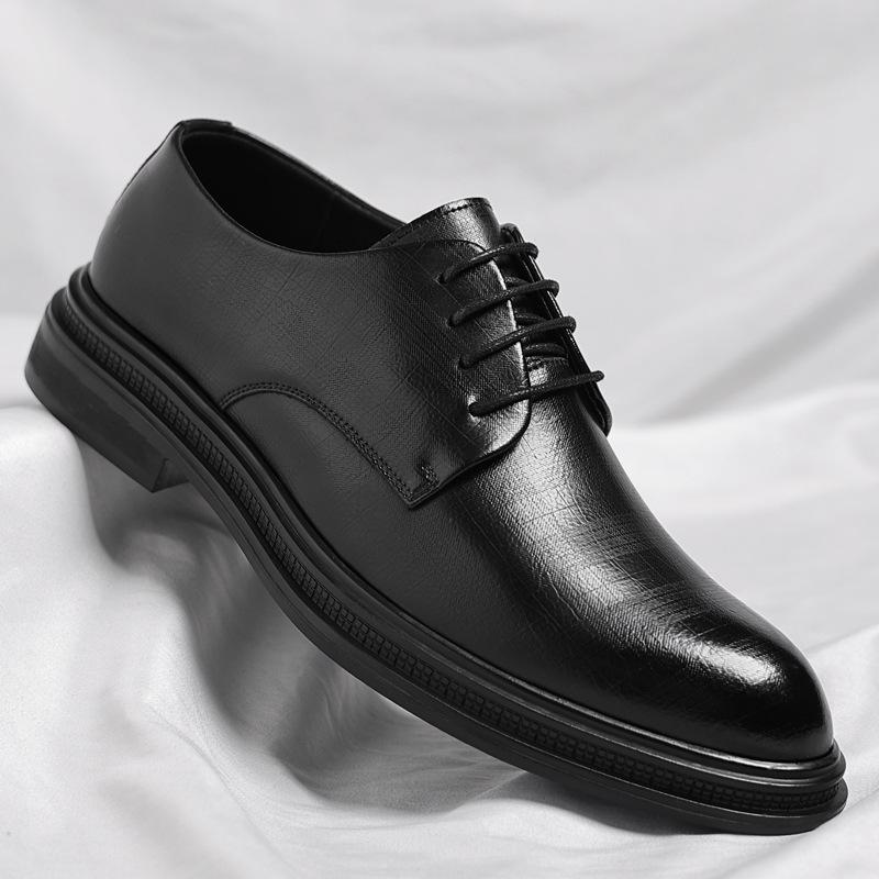 革靴 メンズ 男性用 シークレットヒール 8cm ビジネス フォーマル 結婚式 新郎 春秋 超繊維レザー ゴム底 キャップトゥ ローカット デイリーユース ステッチ 黒色 茶色