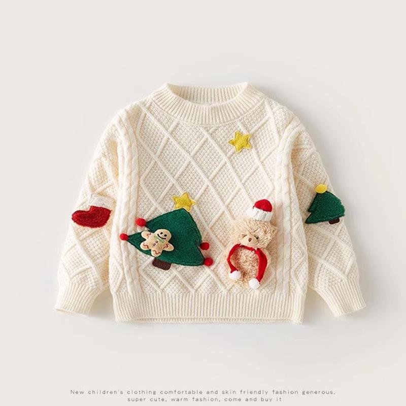 キッズ 女の子 セーター ニット スカート 2点セット セットアップ 厚手 クリスマス イベント パーティー お出かけ カジュアル 秋冬 かわいい レッド 赤色 ポリエステル 綿 キャラクター柄