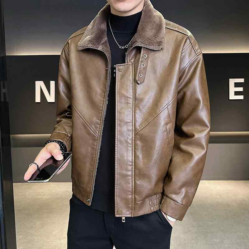 ジャケット メンズ 厚手 保温 裏ボア 防寒 PUレザー ポロ襟 ゆったり オーバーサイズ 大きいサイズ 冬 カジュアル アウター ブラック コーヒー色 ジャンパー ブルゾン｜セキュアデポ