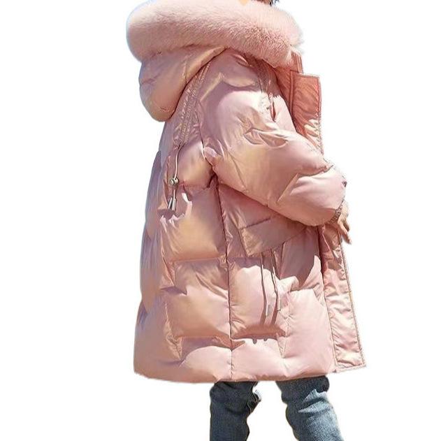 中綿コート 女の子 キッズ ジュニア 厚手 裏起毛 ゆったり 防寒 あったか アウター 丸首 無地 通学 お出かけ 秋冬