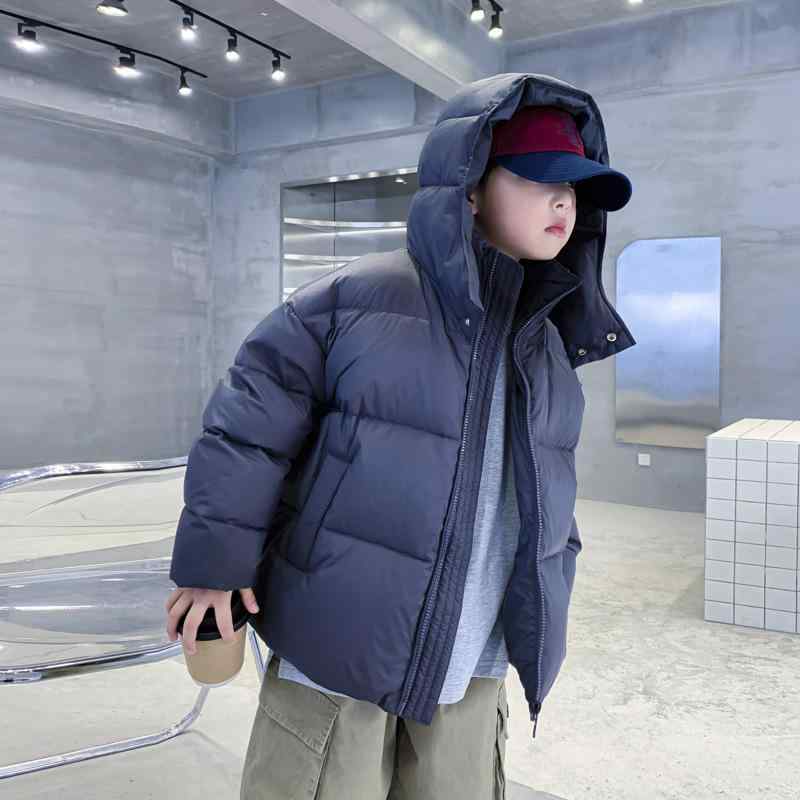 ダウンジャケット 男の子 キッズ ショート丈 冬 ウォッシャブル フード付き ホワイトダックダウン 厚手 パフジャケット ゆったり 韓国風 カジュアル 防寒 アウター|セキュアデポ