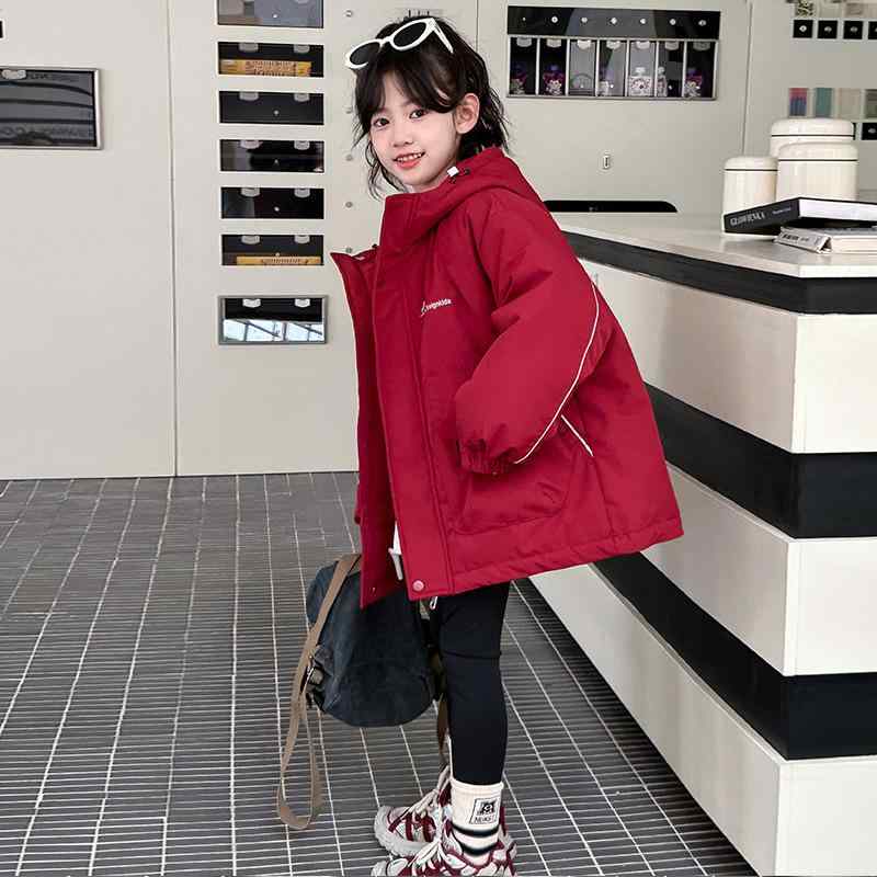 キッズ 女の子 ガールズ ジュニア 小中学生 小学生 厚手 暖かい ホワイトダックダウン フード付き 防寒 ダウンジャケット ミドル丈 ゆったり 長袖 ジップアップ カジュアル 通学 おしゃれ アウター