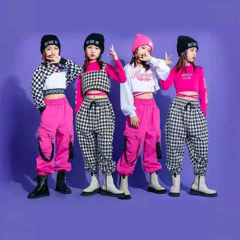 ダンス衣装 キッズ 女の子 ストリートダンス ジャズダンス ドーパミンカラー 上下セット ガールズグループ ステージ 発表会 秋冬
