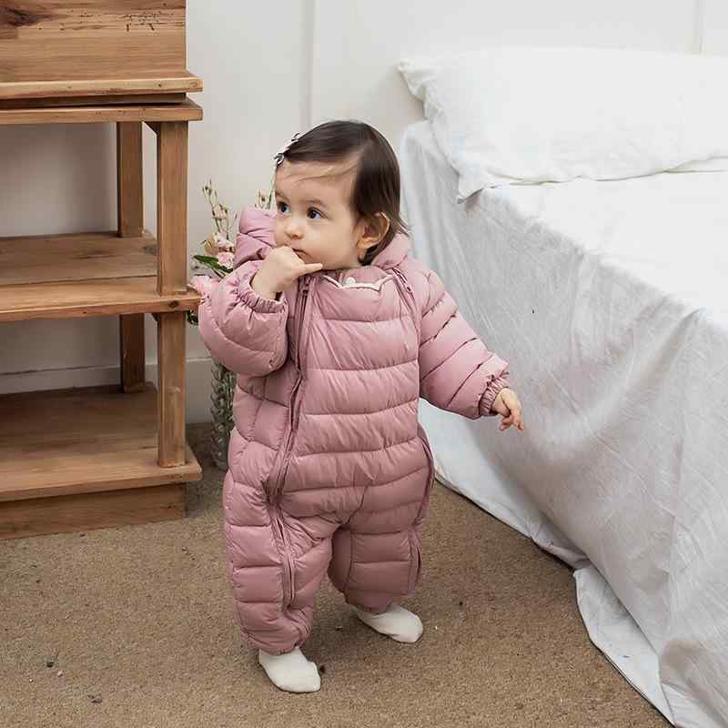 ベビー カバーオール ロンパース 新生児 赤ちゃん 幼児 秋冬 防寒 厚手 中綿入り 長袖 フード付き お出かけ用 無地 前開きジッパー 男女兼用 ユニセックス あったか 出産祝い ギフト