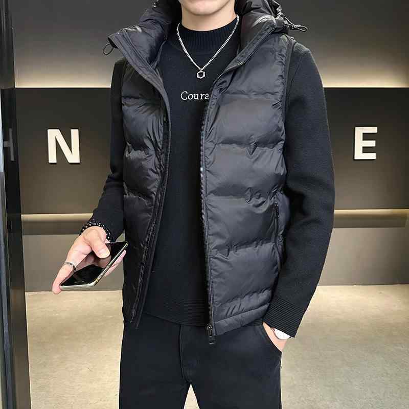 ダウンベスト メンズ 防水 軽量 暖かい 白ダックダウン 連帽 スリムフィット ジップアップ ポリエステル カジュアル 秋冬 アウター 普段使い